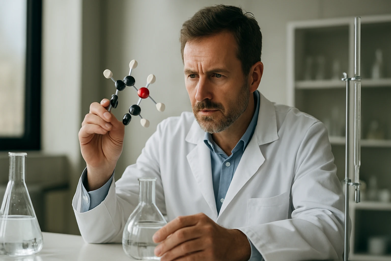 Kémikus trifluormetánszulfonát molekulát vizsgál