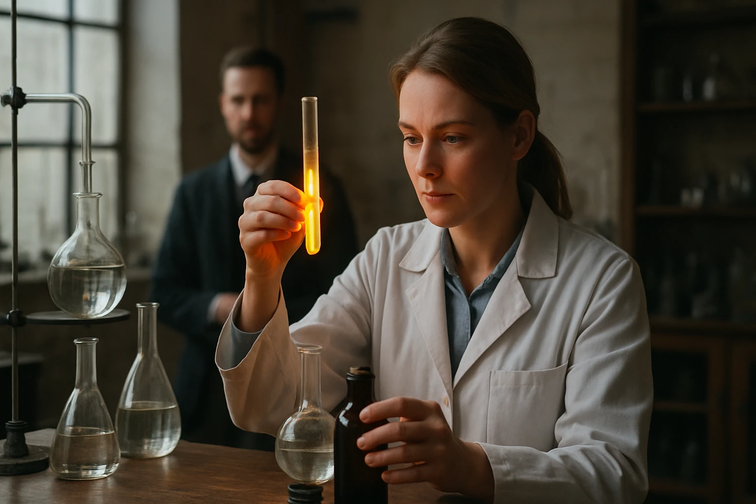 Kísérleti munka laboratóriumban a világítógáz összetételének vizsgálatakor.