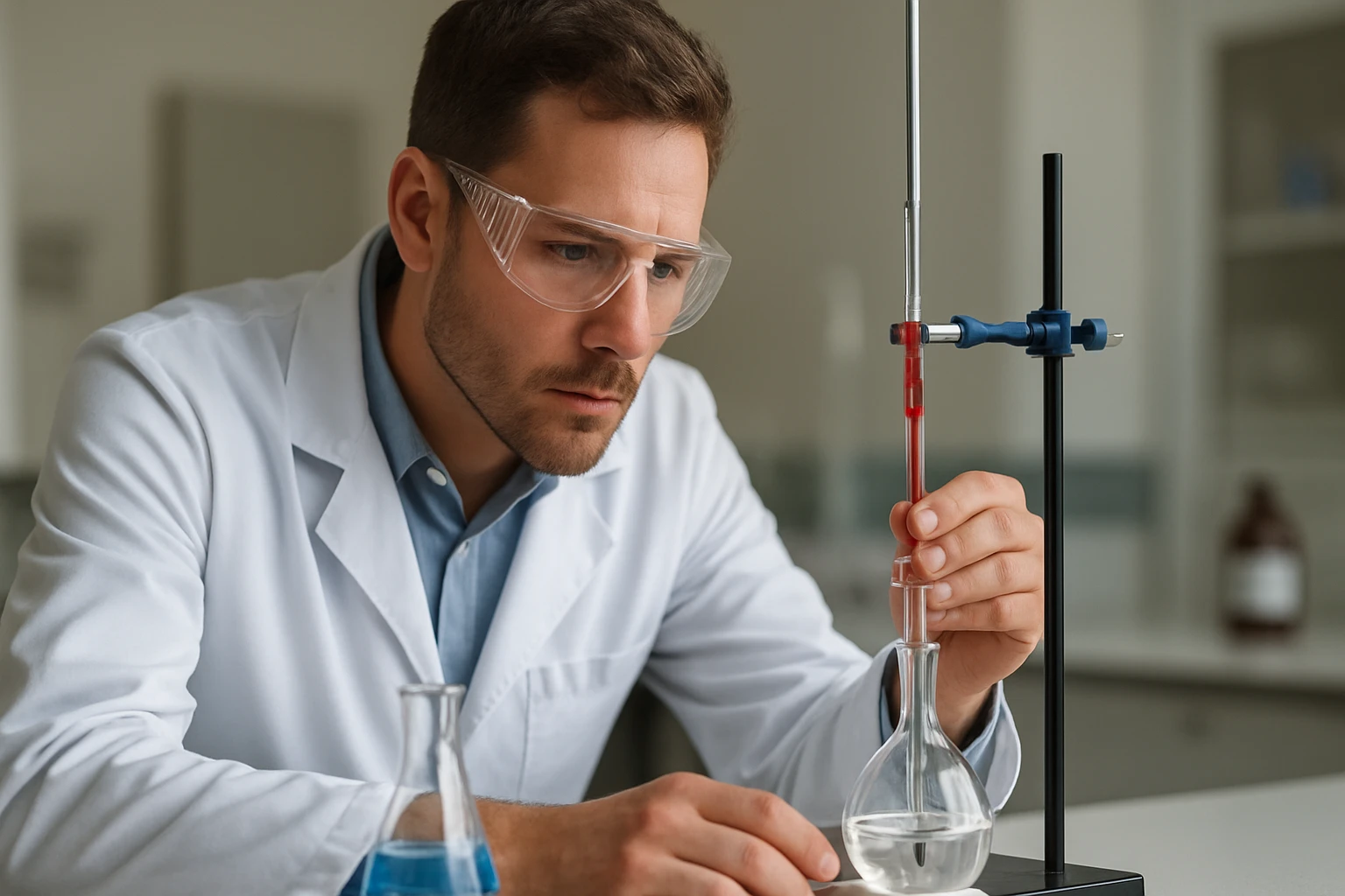 Laboratóriumi visszatitrálás folyamatának bemutatása